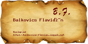 Balkovics Flavián névjegykártya
